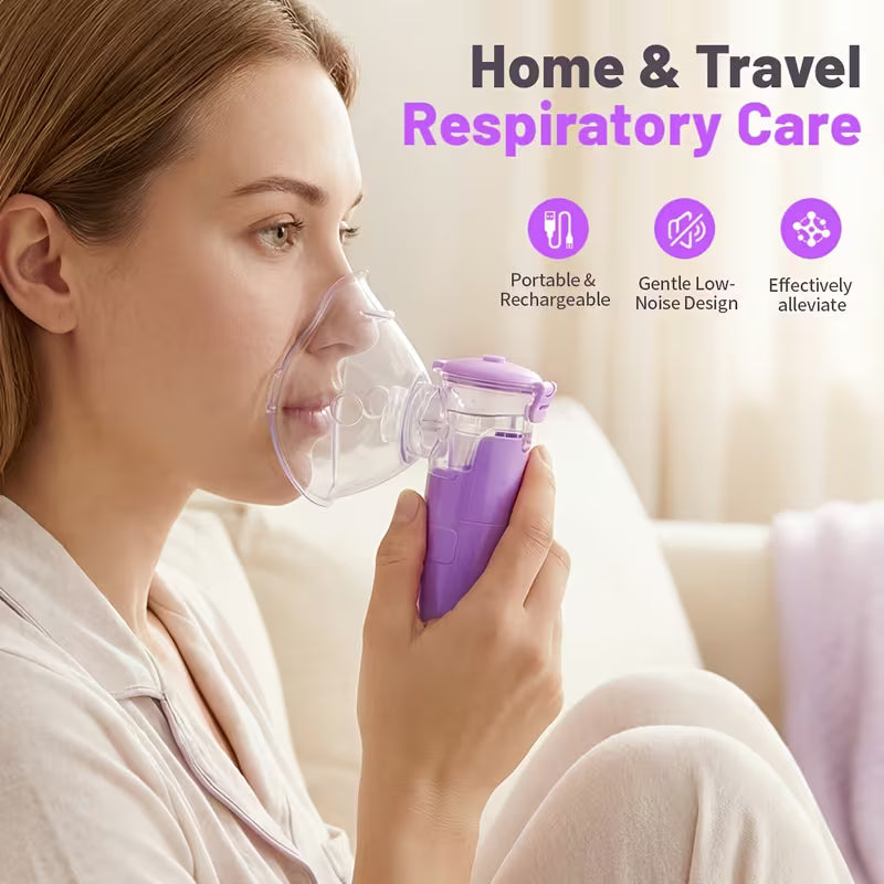 Saline Sold Separately Portable Nebulizer for Adults, Nebulizer for Children, Handheld Portable Nebulizer for Adults with LED Display and Auto-Cleaning