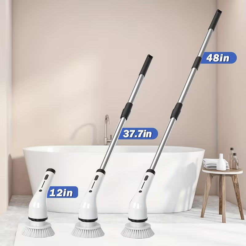 2026 Electric Spin Scrubber | Dual Adjustable Speeds | Cordless | Adjustable & Detachable Handle | 8 Replaceable Brush Heads | Up to 300/400RPM | for Floor, Bathroom, Tub, Tile