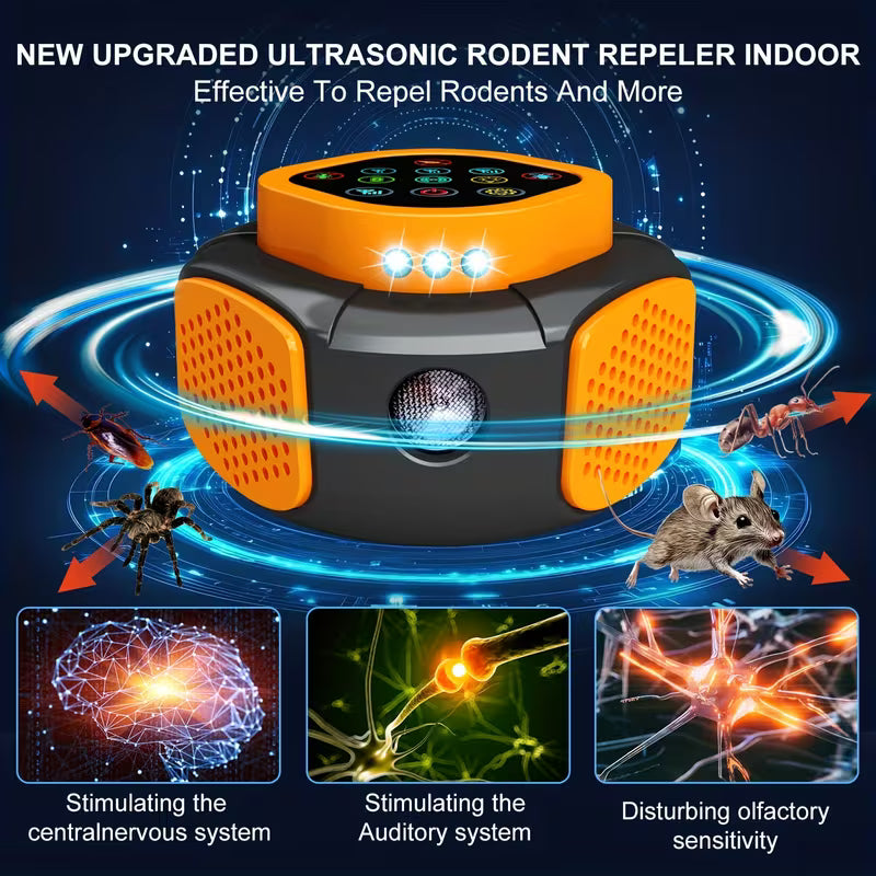 Ultrasonic Pest Repellent Plug In, Indoor Pest Rodent Control For Roach, Mosquito, Mouse, Bugs, Rodent, Mice, Spider, Ant, Electronic Repellent Device With 5 Mode Switching