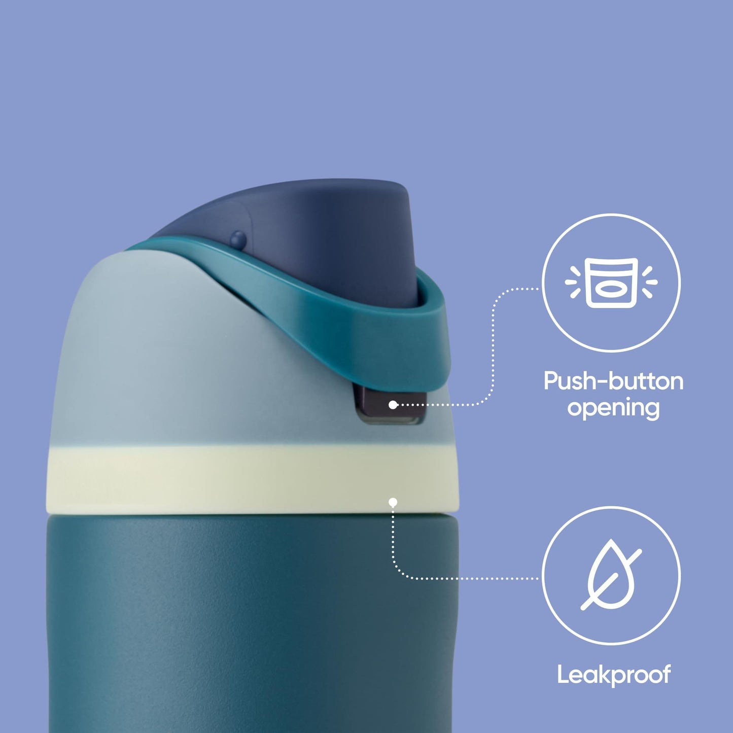 Owala FreeSip Insulated Stainless Steel Water Bottle with Straw, BPA-Free Sports Water Bottle, Great for Travel, 24 Oz, Denim